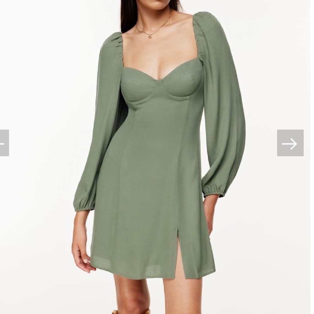 Altar's State Olive Green Long Sleeve Sweat heart fit n flare Mini Dress Medium